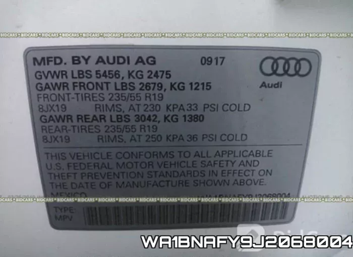 WA1BNAFY9J2068004 фото 10