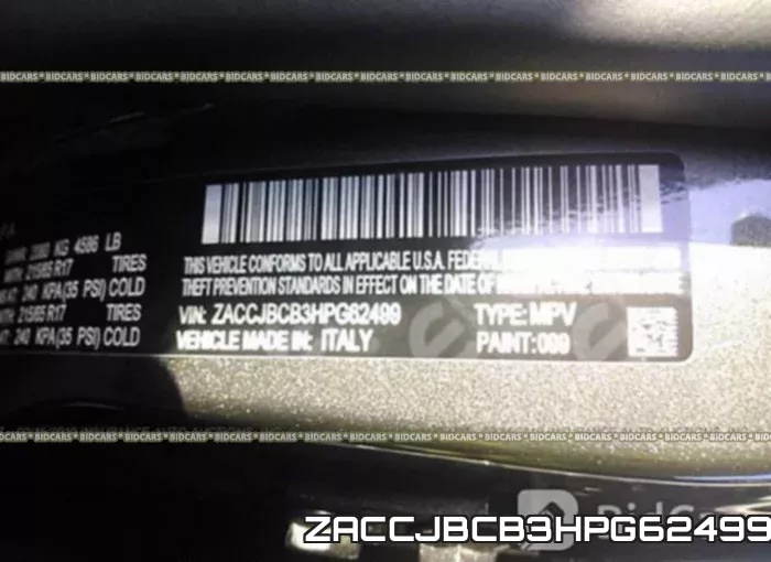 ZACCJBCB3HPG62499 фото 10