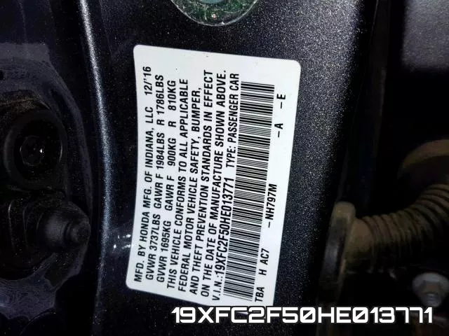 19XFC2F50HE013771 фото 2