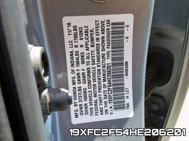 19XFC2F54HE206201 фото 2