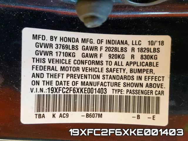 19XFC2F6XKE001403 фото 2