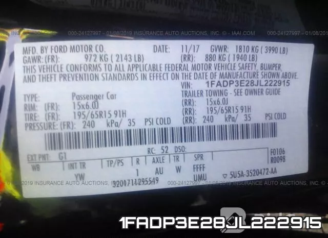 1FADP3E28JL222915 фото 10