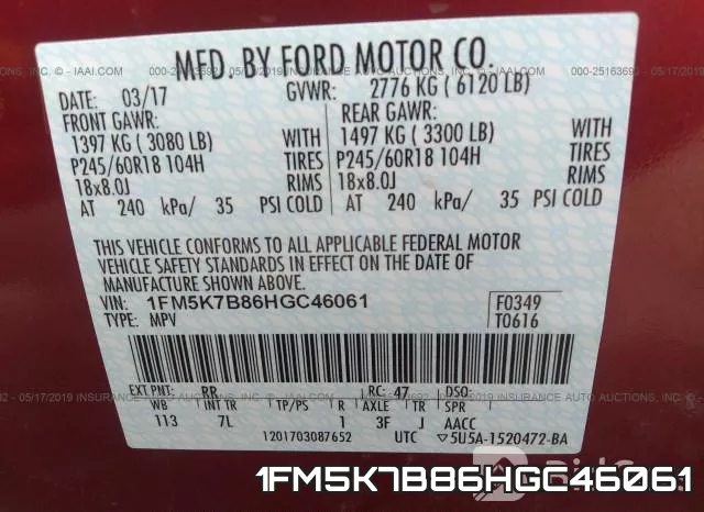1FM5K7B86HGC46061 фото 10