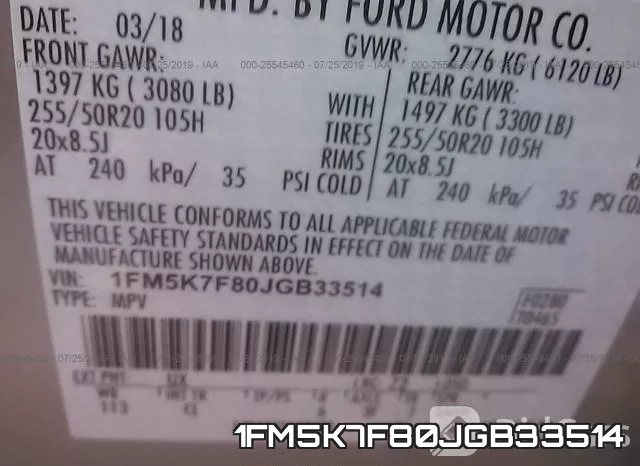 1FM5K7F80JGB33514 фото 10