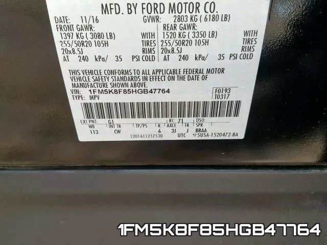 1FM5K8F85HGB47764 фото 2