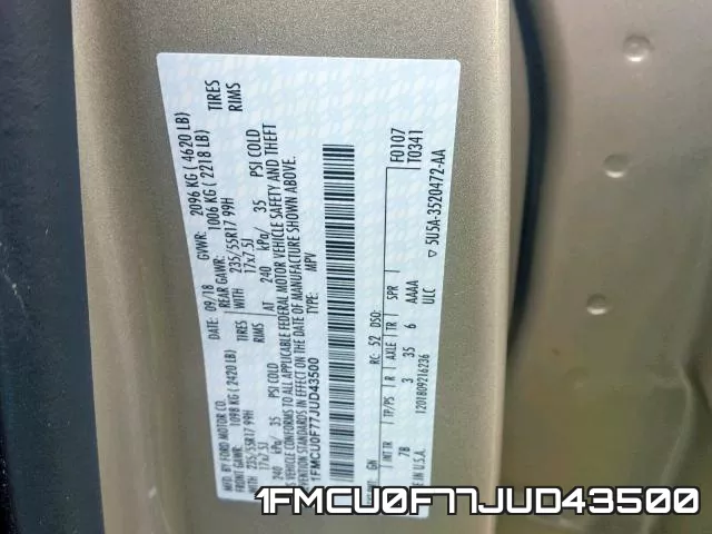 1FMCU0F77JUD43500 фото 2