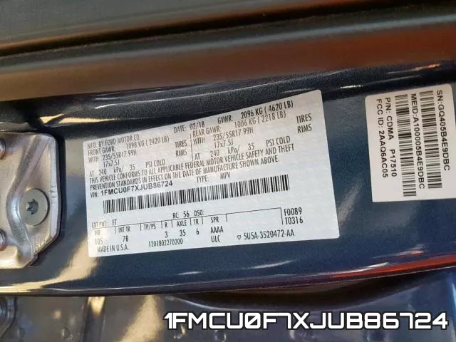 1FMCU0F7XJUB86724 фото 2