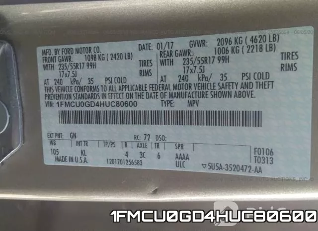 1FMCU0GD4HUC80600 фото 10