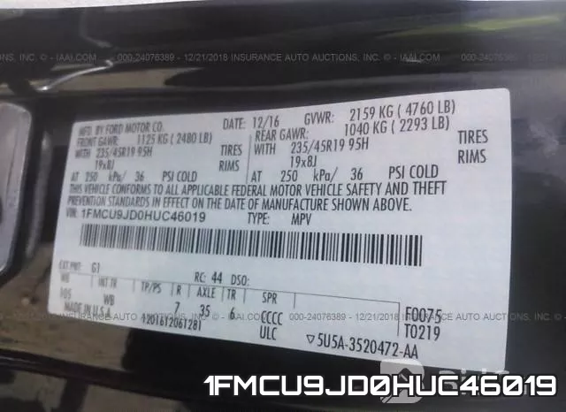 1FMCU9JD0HUC46019 фото 10