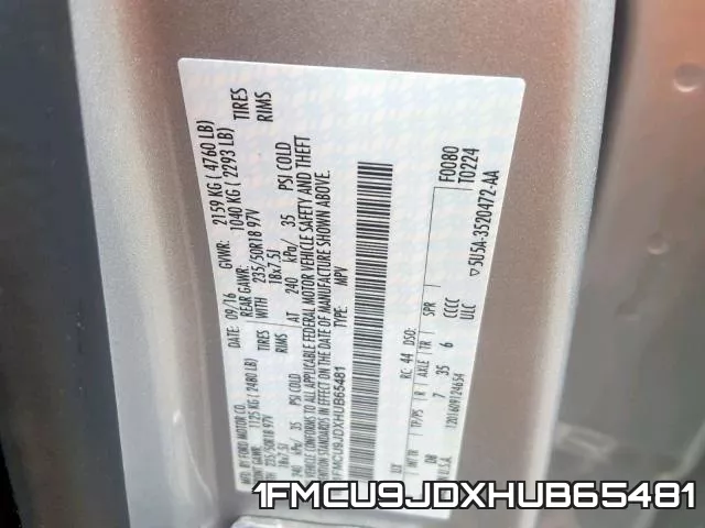 1FMCU9JDXHUB65481 фото 2