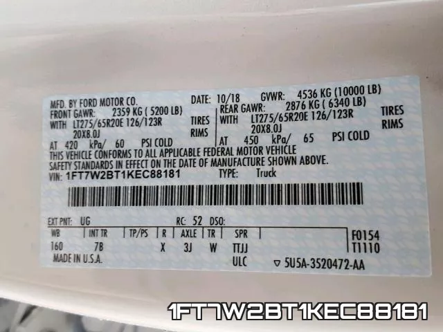 1FT7W2BT1KEC88181 фото 2