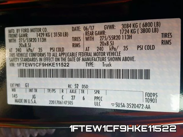 1FTEW1CF9HKE11522 фото 2