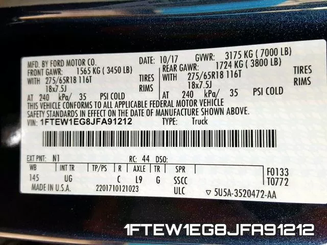 1FTEW1EG8JFA91212 фото 2