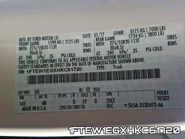 1FTEW1EGXHKC61720 фото 2