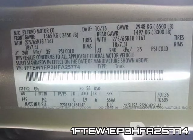 1FTEW1EP3HFA25774 фото 10