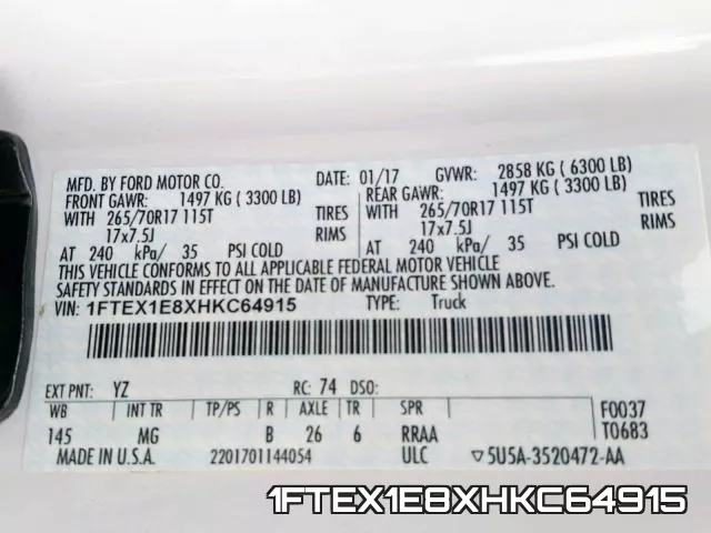 1FTEX1E8XHKC64915 фото 2