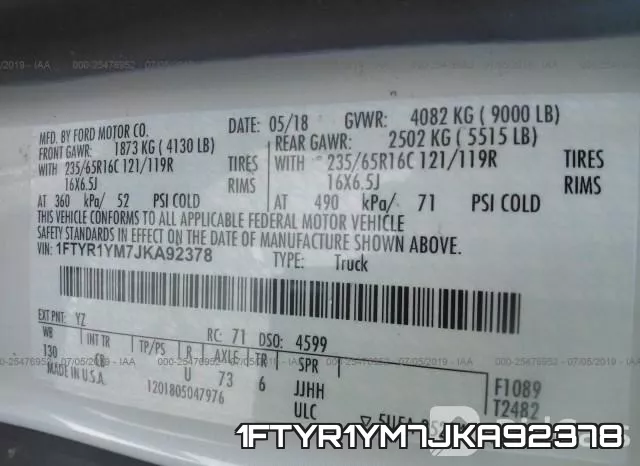1FTYR1YM7JKA92378 фото 10
