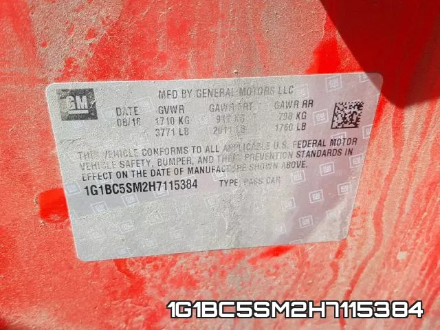 1G1BC5SM2H7115384 фото 2