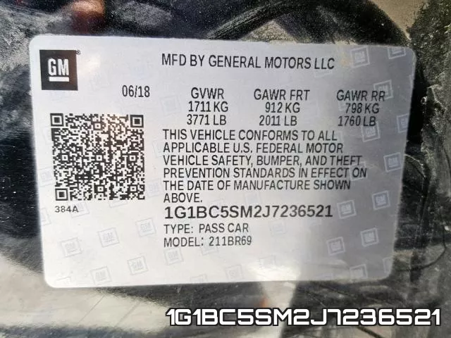 1G1BC5SM2J7236521 фото 2