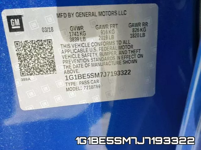 1G1BE5SM7J7193322 фото 2