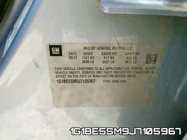 1G1BE5SM9J7105967 фото 2
