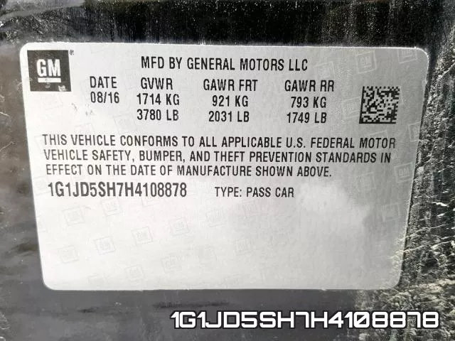 1G1JD5SH7H4108878 фото 2