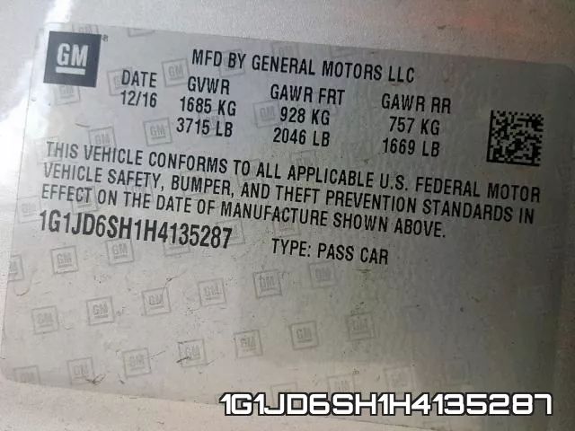 1G1JD6SH1H4135287 фото 2