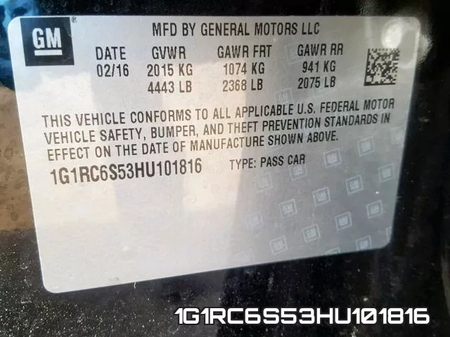 1G1RC6S53HU101816 фото 2