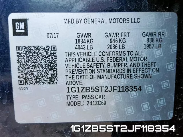 1G1ZB5ST2JF118354 фото 2
