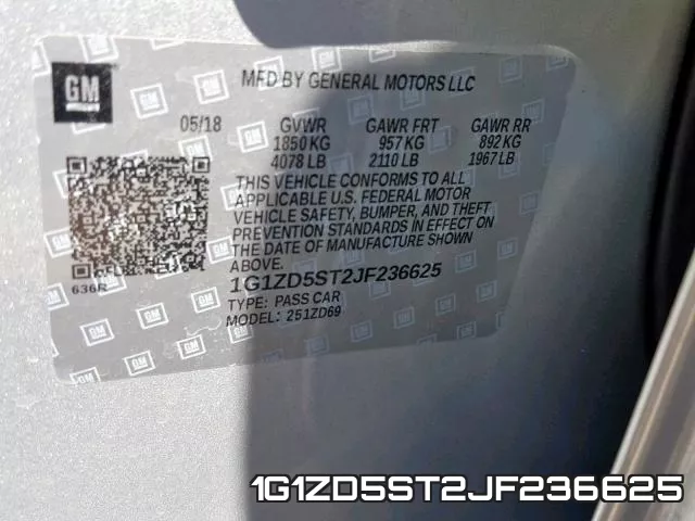 1G1ZD5ST2JF236625 фото 2
