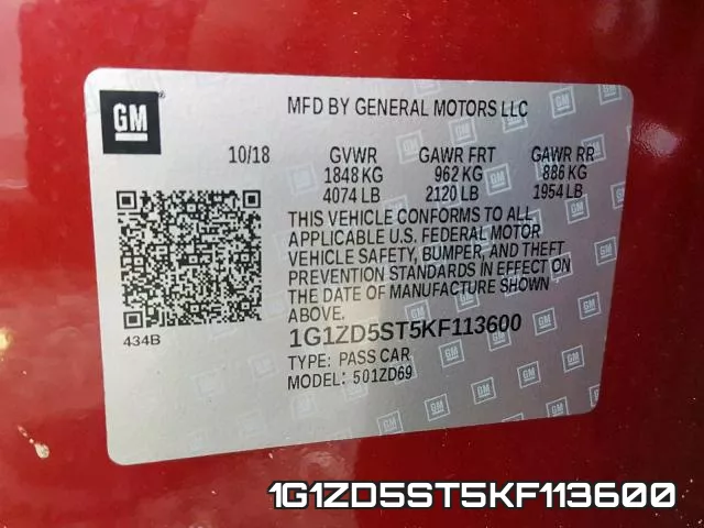 1G1ZD5ST5KF113600 фото 2