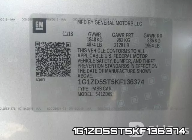 1G1ZD5ST5KF136374 фото 10