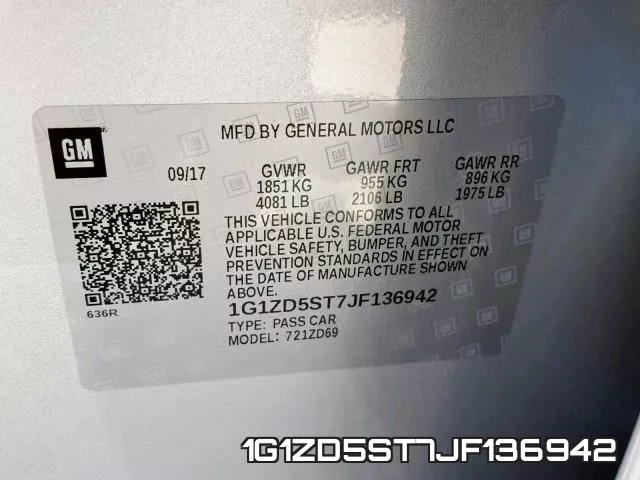 1G1ZD5ST7JF136942 фото 2