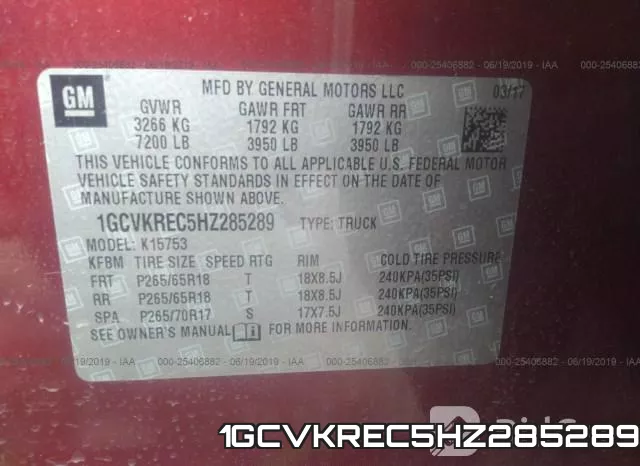 1GCVKREC5HZ285289 фото 10