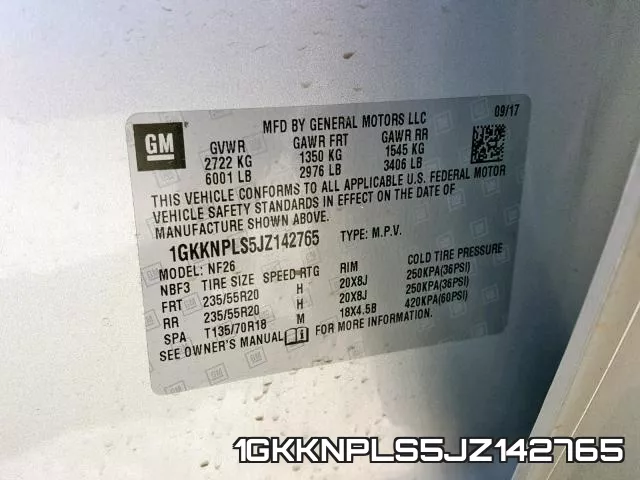1GKKNPLS5JZ142765 фото 2