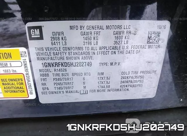 1GNKRFKD5HJ202749 фото 10