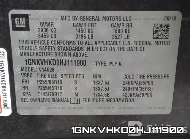 1GNKVHKD0HJ111900 фото 10