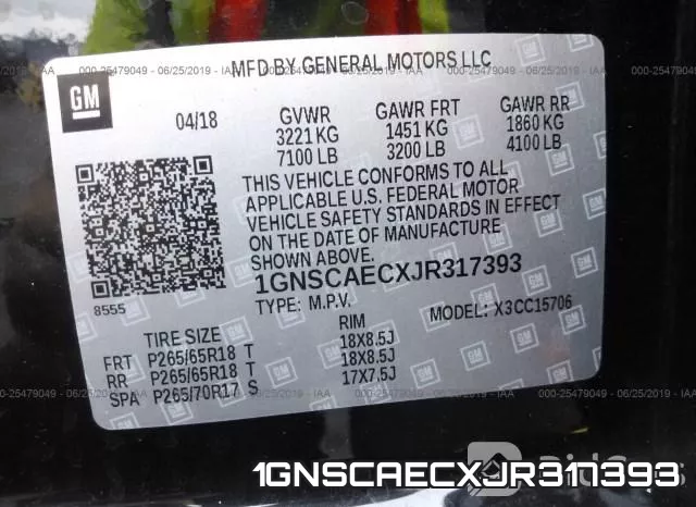 1GNSCAECXJR317393 фото 10