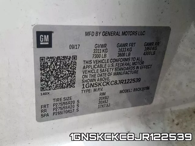 1GNSKCKC8JR122539 фото 2