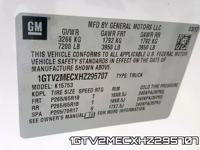 1GTV2MECXHZ295707 фото 2