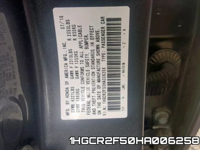 1HGCR2F50HA006258 фото 2