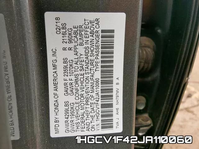 1HGCV1F42JA110060 фото 2