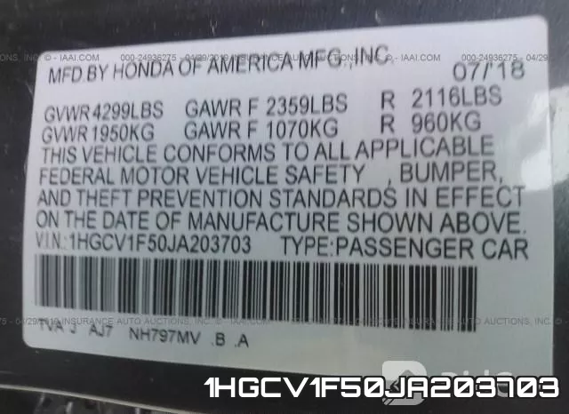 1HGCV1F50JA203703 фото 10