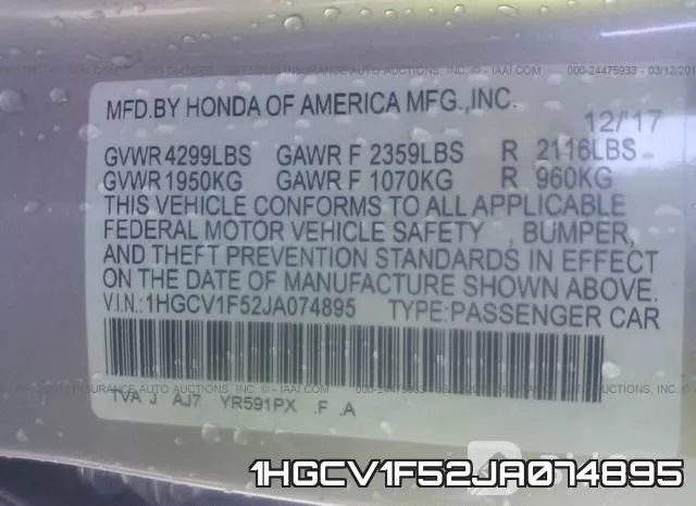 1HGCV1F52JA074895 фото 10