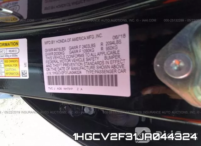 1HGCV2F31JA044324 фото 10