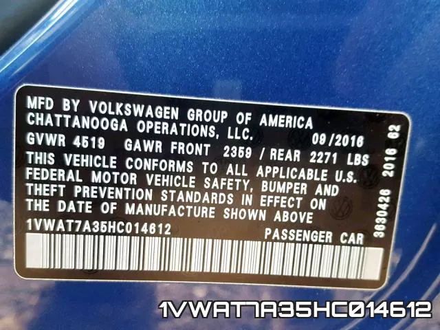1VWAT7A35HC014612 фото 2