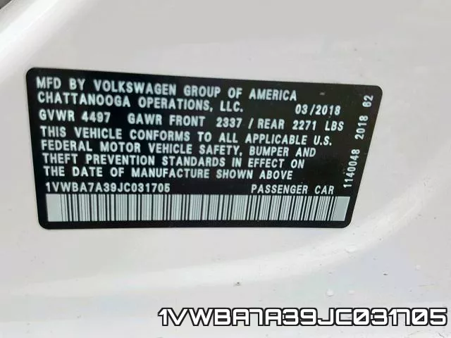 1VWBA7A39JC031705 фото 2
