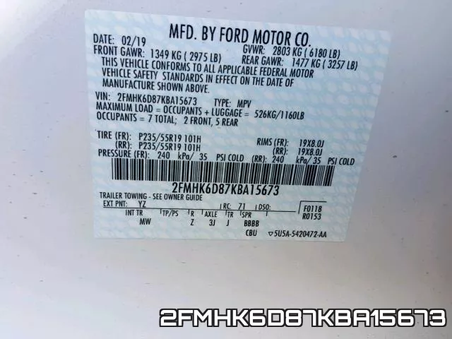 2FMHK6D87KBA15673 фото 2