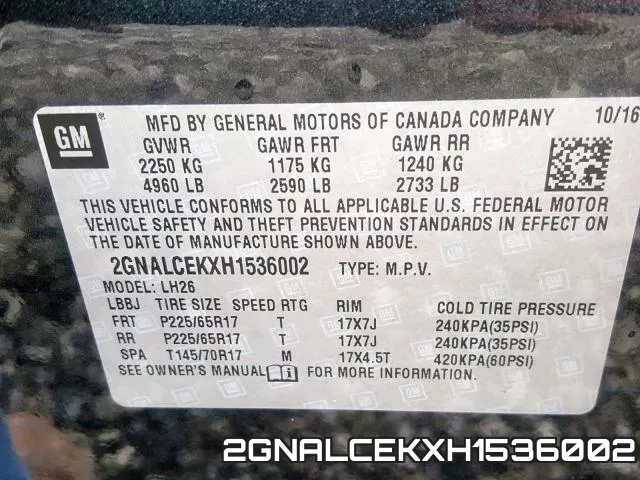 2GNALCEKXH1536002 фото 2