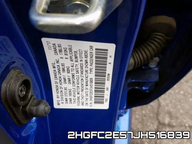 2HGFC2E57JH516839 фото 2